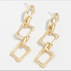 Gold Geometric Chain Pierced Ear Dangle Chain Earrings